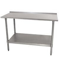 Advance Tabco TTF-307-X 30 inch x 84 inch 18 Gauge Stainless Steel Work Table with 1 1/2 inch Backsplash and Galvanized Undershelf