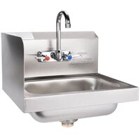 Advance Tabco 7-PS-66L Hand Sink with Splash Mounted Gooseneck Faucet and Left Side Splash Guard - 17 1/4 inch