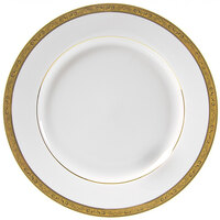 10 Strawberry Street PAR-24G 11 7/8 inch Paradise Gold Porcelain Round Charger Plate - 12/Case