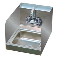 Advance Tabco 7-PS-23-EC-SP 12 inch x 16 inch Hand Sink with Splash Mounted Extended Faucet and Side Splash Guards