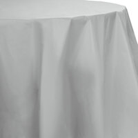 Creative Converting 703281 82" Shimmering Silver OctyRound Disposable Plastic Table Cover - 12/Case