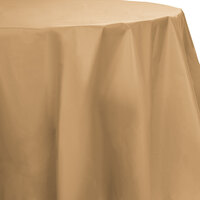 Creative Converting 703276 82" Glittering Gold OctyRound Disposable Plastic Table Cover - 12/Case