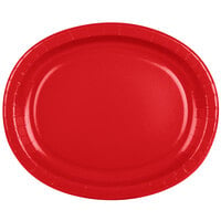Creative Converting 433548 12" x 10" Classic Red Oval Paper Platter - 96/Case