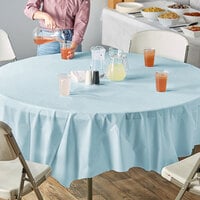 Creative Converting 703882 82 inch Pastel Blue OctyRound Plastic Table Cover - 12/Case