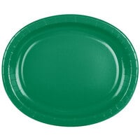 Creative Converting 433261 12" x 10" Emerald Green Oval Paper Platter - 96/Case