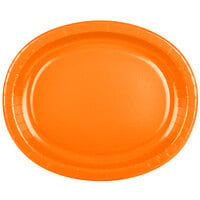 Creative Converting 433282 12" x 10" Sunkissed Orange Oval Paper Platter - 96/Case