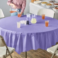 Creative Converting 703268 82 inch Purple OctyRound Disposable Plastic Table Cover - 12/Case