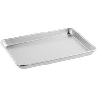 Choice Eighth Size 19 Gauge 6 1/2 inch x 9 1/2 inch Wire in Rim Aluminum Bun Pan / Sheet Pan