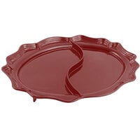 Bon Chef 2030D Queen Anne 18 3/4" x 24" Terra Cotta Sandstone Finish Cast Aluminum Divided Oval Platter