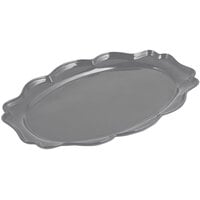 Bon Chef 2027 Queen Anne 12 1/2" x 16" Smoke Gray Sandstone Finish Cast Aluminum Oval Platter