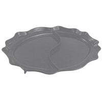 Bon Chef 2030D Queen Anne 18 3/4" x 24" Smoke Gray Sandstone Finish Cast Aluminum Divided Oval Platter
