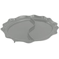 Bon Chef 2030D Queen Anne 18 3/4" x 24" Platinum Gray Sandstone Finish Cast Aluminum Divided Oval Platter