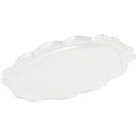Bon Chef 2027 Queen Anne 12 1/2" x 16" White Sandstone Finish Cast Aluminum Oval Platter