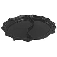Bon Chef 2030D Queen Anne 18 3/4" x 24" Black Speckled Sandstone Finish Cast Aluminum Divided Oval Platter