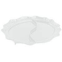Bon Chef 2030D Queen Anne 18 3/4" x 24" White Sandstone Finish Cast Aluminum Divided Oval Platter