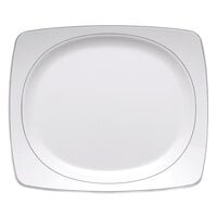 Elite Global Solutions D3229L Viva 11 3/8 inch x 10 inch White Rectangular Plate with Black Trim - 6/Case