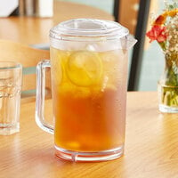 GET P-3064-1-CL 64 oz. Customizable Clear Textured Pitcher with Lid - 12/Case