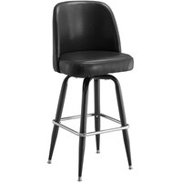 Lancaster Table & Seating Black Vinyl Bar Stool with Swivel Bucket Seat