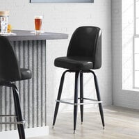 Lancaster Table & Seating Black Barstool with 18.5 inch Wide Bucket Seat