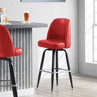 Lancaster Table & Seating Crimson Barstool with 19 inch Wide Bucket Seat