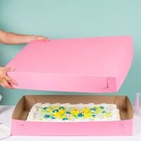 28 inch x 20 inch x 4 inch Pink Full Sheet Cake / Bakery Box - 25/Bundle