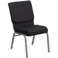 Flash Furniture FD-CH02185-SV-JP02-GG Black Patterned 18 1/2 inch Wide Church Chair with Silver Vein Frame