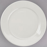 Choice 9" Ivory (American White) Wide Rim Rolled Edge Stoneware Plate - 24/Case