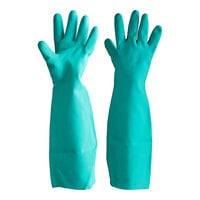 San Jamar Nitrile Green 19" 22 Mil Gloves - Small - Pair