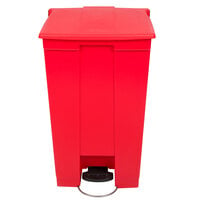 Rubbermaid FG614600RED Red Rectangular Plastic Mobile Step-On Container 92 Qt. / 23 Gallon