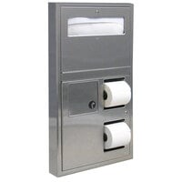 Bobrick B-3579 ClassicSeries Surface Mounted Seat Cover Dispenser with Sanitary Napkin Disposal and Toilet Tissue Dispenser