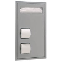 Bobrick B-3471 ClassicSeries Partition Mounted Seat Cover Dispenser and Toilet Tissue Dispenser with Clearance for Grab Bar