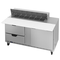 Beverage-Air SPED60HC-12C-2 60 inch 1 Door 2 Drawer Cutting Top Refrigerated Sandwich Prep Table with 17 inch Wide Cutting Board