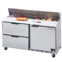 Beverage-Air SPED60HC-12C-2 60" 1 Door 2 Drawer Cutting Top Refrigerated Sandwich Prep Table with 17" Wide Cutting Board