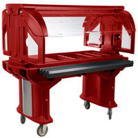 Cambro VBR5158 Hot Red 5' Versa Food / Salad Bar with Standard Casters