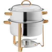 Choice Deluxe 14 Qt. Round Gold Accent Soup Chafer