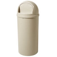 Rubbermaid FG816088BEIG Marshal Classic Beige Waste Round Resin Receptacle with Retainer Bands 60 Qt. / 15 Gallon