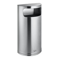 Rubbermaid FGSO8SSSPL 9 Gallon Metallic Half-Round Satin Stainless Steel Waste Receptacle with Metal Liner