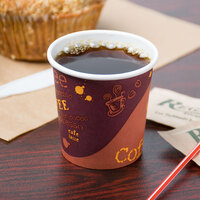 Choice 4 oz. Coffee Print Poly Paper Hot Cup - 50/Pack