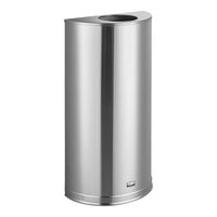 Rubbermaid FGSO12SSSPL Metallic Half Round Open Top Satin Stainless Steel Waste Receptacle with Rigid Plastic Liner 12 Gallon