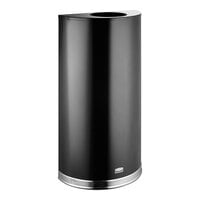 Rubbermaid FGSO1220PLBK European Black with Chrome Accents Half Round Open Top Steel Waste Receptacle with Rigid Plastic Liner 12 Gallon