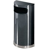 Rubbermaid FGSO820PLANT European Anthracite with Chrome Accents Half Round Steel Waste Receptacle with Rigid Plastic Liner 9 Gallon