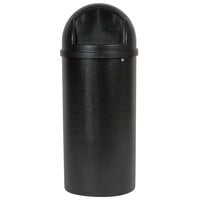 Rubbermaid FG817088BLA Marshal Classic Black Round Resin Waste Receptacle with Retainer Bands 100 Qt. / 25 Gallon