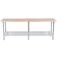 Advance Tabco H2G-368 Wood Top Work Table with Galvanized Base and Undershelf - 36" x 96"