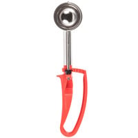 Vollrath 47376 Jacob's Pride #24 Red Extended Length Squeeze Handle Disher - 1.52 oz.