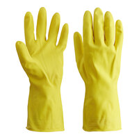 Cordova Latex Rubber Yellow Medium 13" 15 Mil Gloves with Flock Lining - 12/Pack