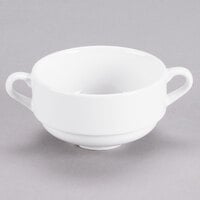 Tuxton AMU-044 Modena AlumaTux Pearl White (European White) 10.5 oz. Stackable China Soup Cup With Handle - 24/Case