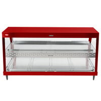 Hatco GRHD-4PD Warm Red Stainless Steel Glo-Ray 58 1/2 inch Full Service Dual Shelf Merchandiser - 120/208V