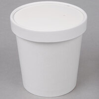 Choice 16 oz. Double Poly-Coated White Paper Food Cup with Vented Paper Lid - 25/Pack