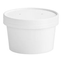 Choice 8 oz. Double Poly-Coated White Paper Food Cup with Vented Paper Lid - 25/Pack