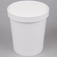 Choice 32 oz. Double Poly-Coated White Paper Food Cup with Vented Paper Lid - 25/Pack